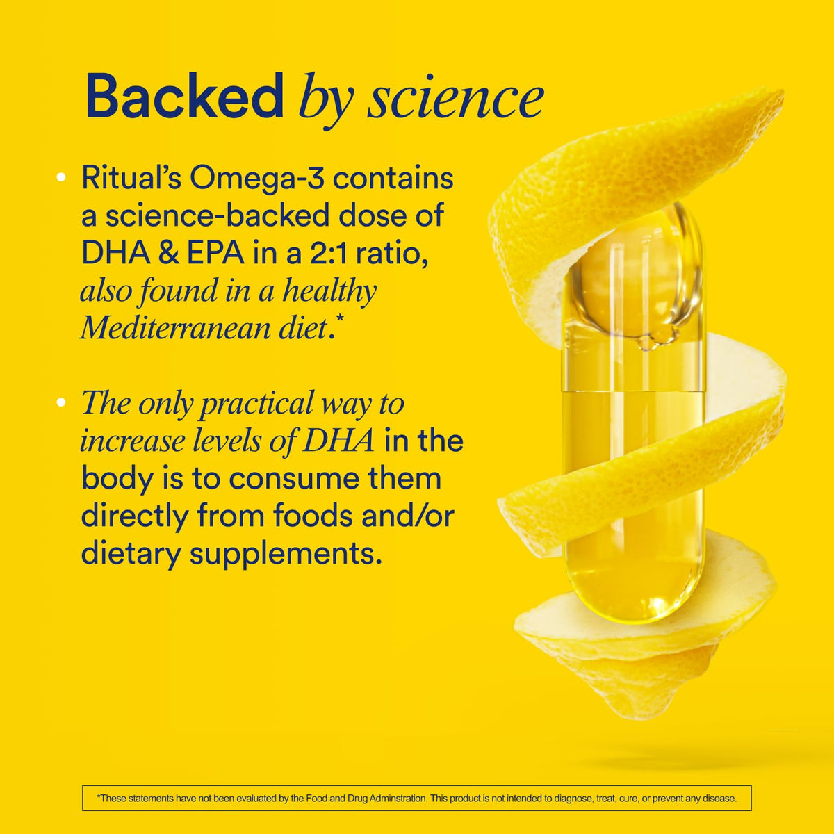 Ritual vegan omega three citrus essence capsules on a white background