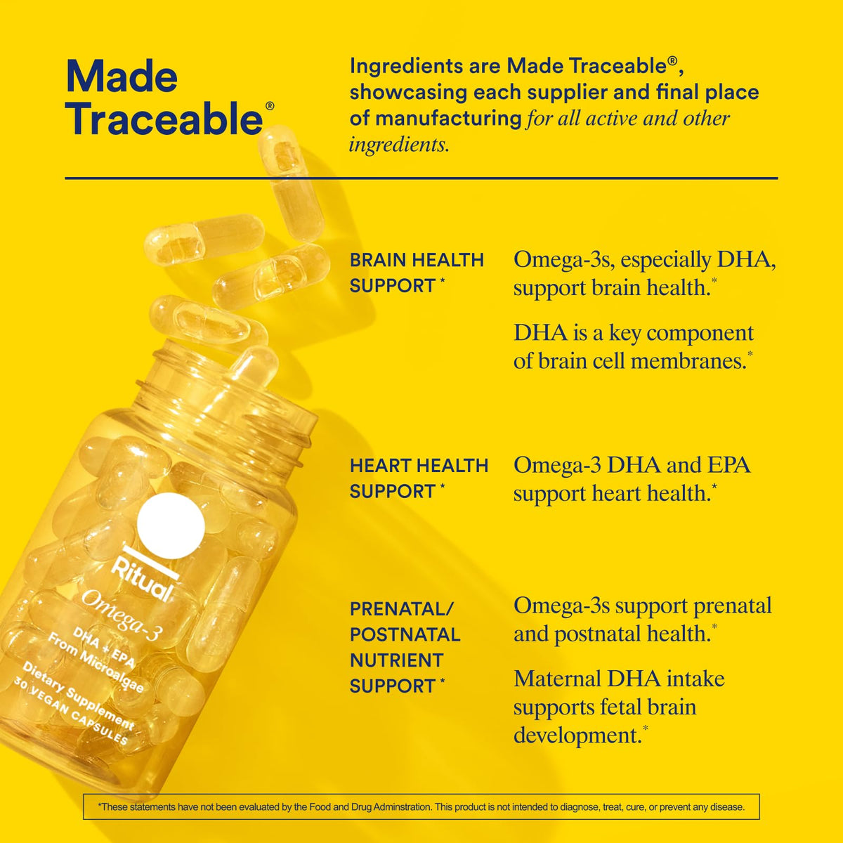 Ritual imported brain and heart support supplement packaging details
