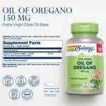 Solaray Oil of Oregano wellness supplement nutrition facts panel close up