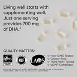 Sports Research ninety veggie softgels bottle of clean vegan DHA algae oil for memory support
