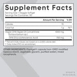 Sports Research authentic imported USA supplement bottle highlighting seven hundred milligrams DHA