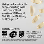 Sports Research Omega 3 ninety count packaging showing IFOS five star certification and MSC certified sustainable logos