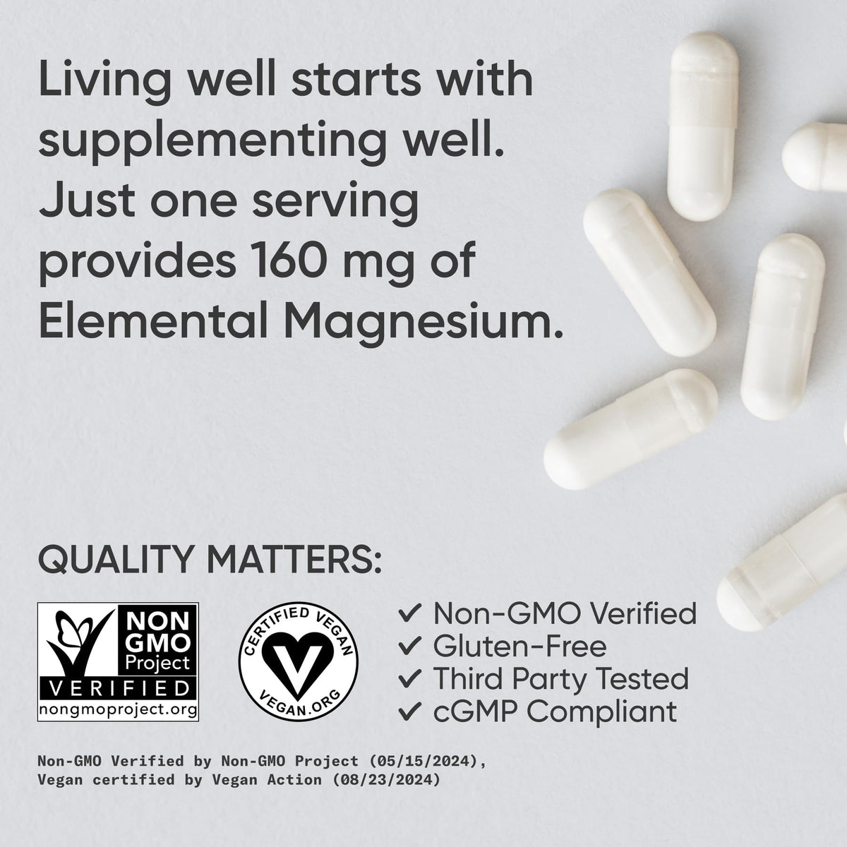 Sports Research magnesium glycinate capsules displayed next to the premium black product packaging.