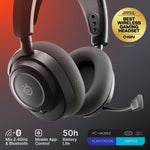 SteelSeries premium wireless headphones showing the retractable microphone extended for voice communication.