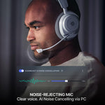 Angled studio view of the authentic SteelSeries generation two black headset highlighting the rugged steel frame.