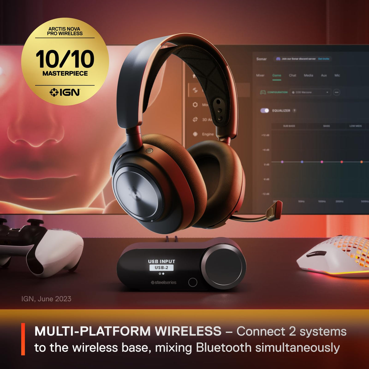 Side profile of SteelSeries Arctis Nova Pro wireless gaming headset.