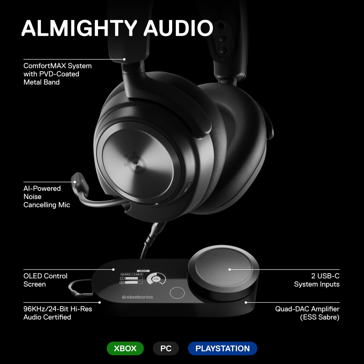 Side profile of SteelSeries Arctis Nova Pro headset