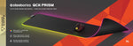 Angled view of the extra large dynamic RGB lighting strip integrated into the cloth mouse pad edge