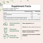 Back of Micro Ingredients chlorella bottle showing supplement facts