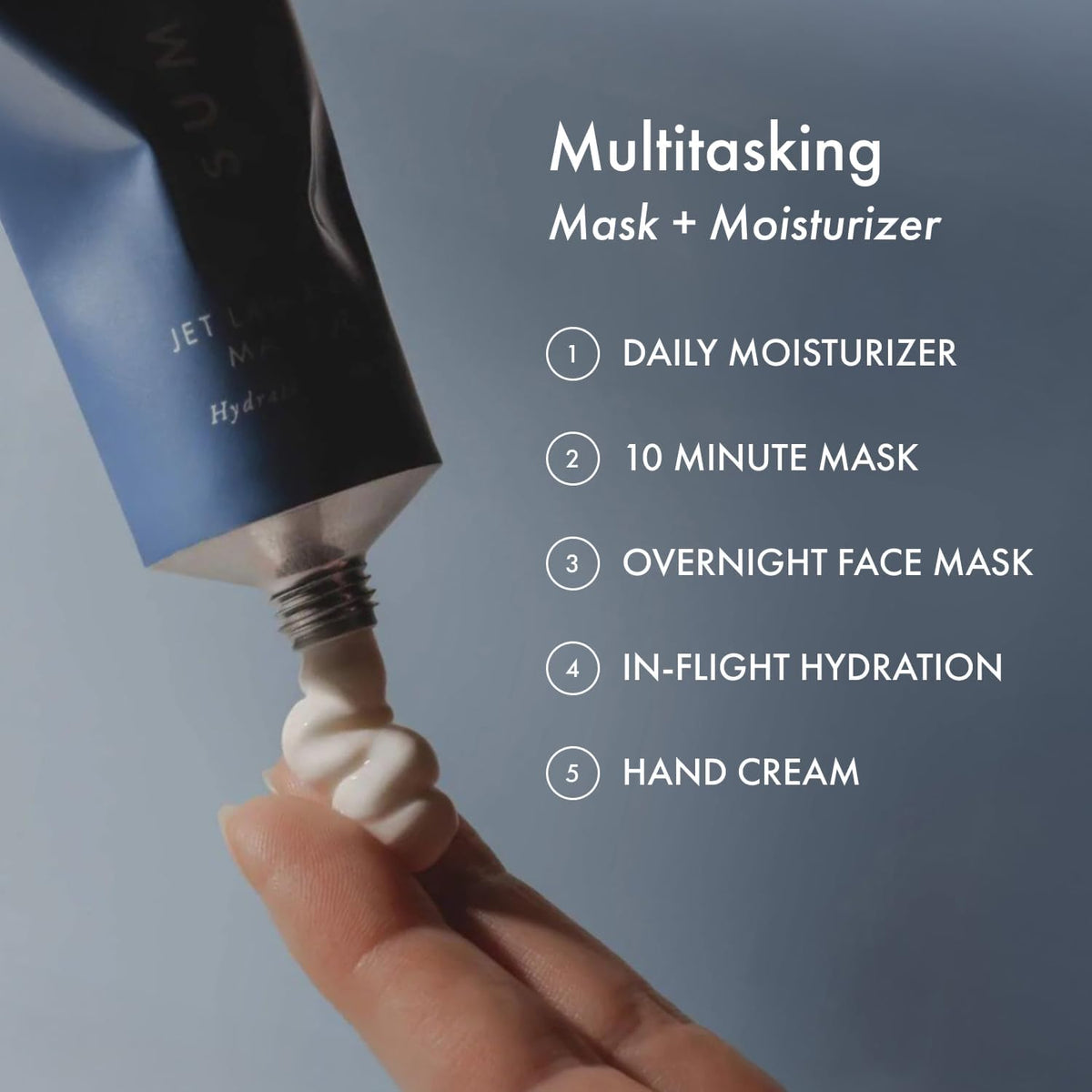 Back of Summer Fridays Jet Lag Mask bottle showing ingredients