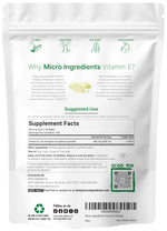 Micro Ingredients pure Vitamin E oil pills dietary supplement packaging details and daily micronutrient information