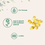 Premium USA imported Vitamin D3 and K2 MK-7 high potency mini softgels side angle view