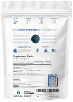 Vibrant blue phycocyanin extract powder scoop highlighting the natural food coloring texture