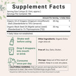 Micro Ingredients organic oregano oil liquid blend supplement facts and ingredients label