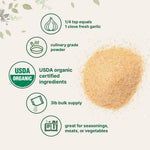 Close up of USDA organic garlic powder label