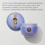 Tatcha luxury anti aging face cream with gold lid handle close up