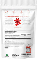Micro Ingredients plant based Omega 7 supplement supplement facts label showing evening primrose oil ingredients.