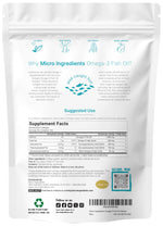 Micro Ingredients lemon flavored burpless fish oil softgels detailed nutritional facts panel.