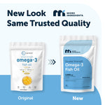 Micro Ingredients double strength fish oil supplement with lemon flavor showing burpless enteric coated capsule details