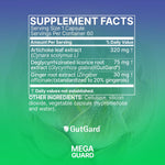 Microbiome Labs MegaGuard premium digestive aid bottle back label showing usage instructions