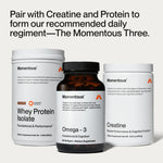 Premium triglyceride form fish oil by Momentous displaying the sports certification for professional athletes.