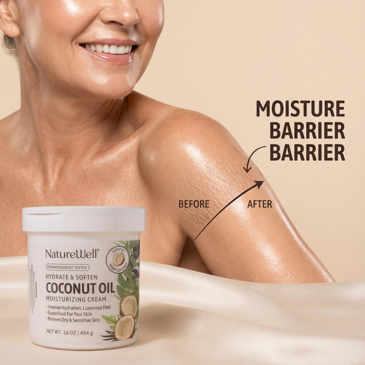 NATURE WELL USA imported wellness skincare cream side profile view