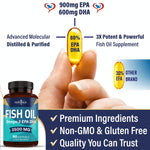 Gluten-free New Age Omega 3 essential fatty acids softgels displayed next to the packaging.