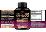 NutraHarmony Beet Root 5 in 1 complex 120 capsules nutrition facts panel