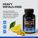 Premium Nutraharmony Omega 3 supplement bottle on white background