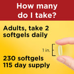 United States Pharmacopeia verified seal on the Nature Made fish oil 230 softgels bottle.