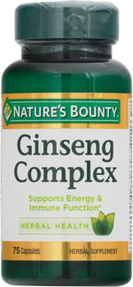 Side view of Nature's Bounty Ginseng Complex herbal supplement bottle