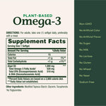 Nature's Bounty premium imported USA skincare and heart wellness plant based omega 3 bottle side panel.