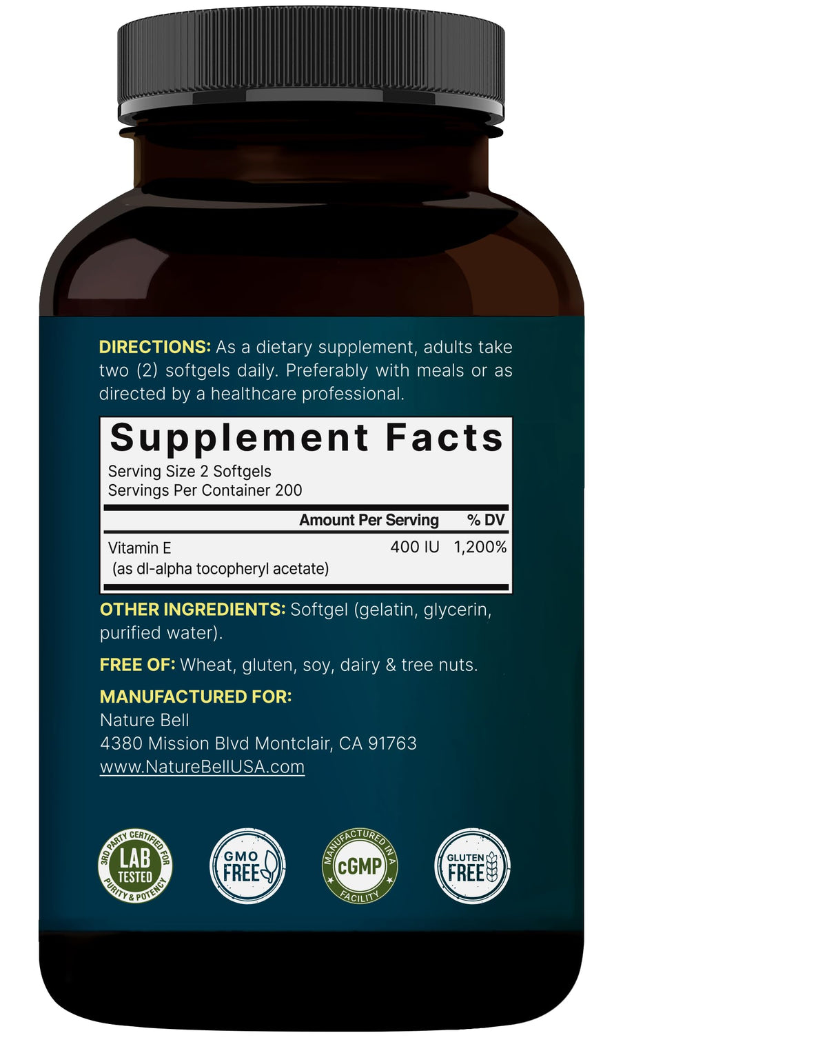 Premium 400 IU Vitamin E oil softgels dietary supplement lifestyle product image