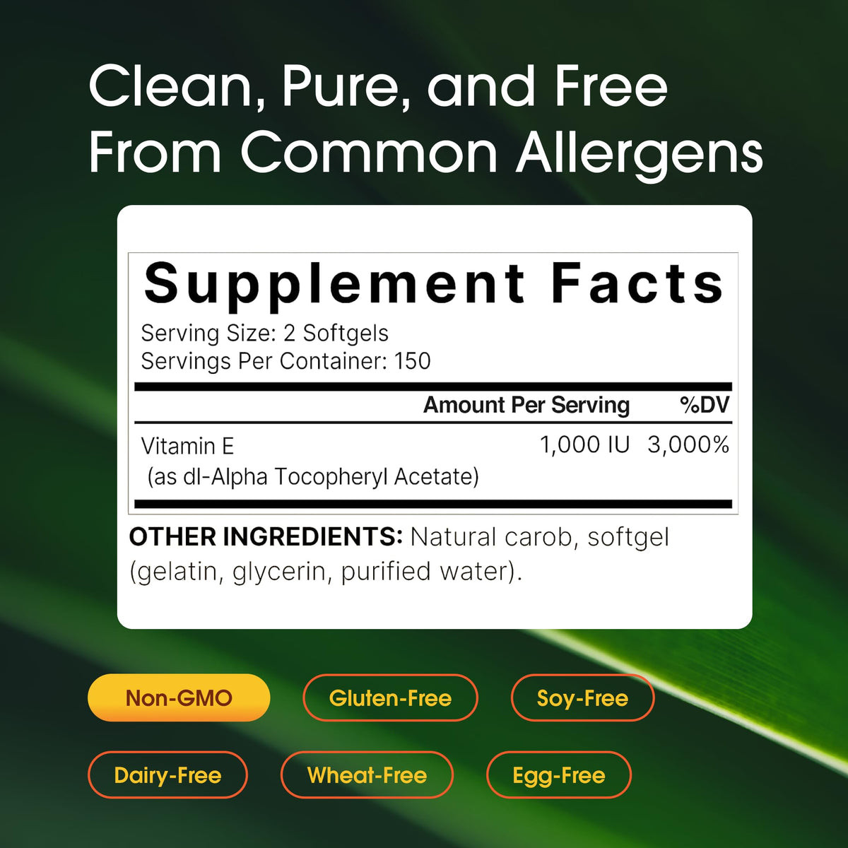 Premium USA imported NatureBell Vitamin E oil softgels placed next to the container packaging