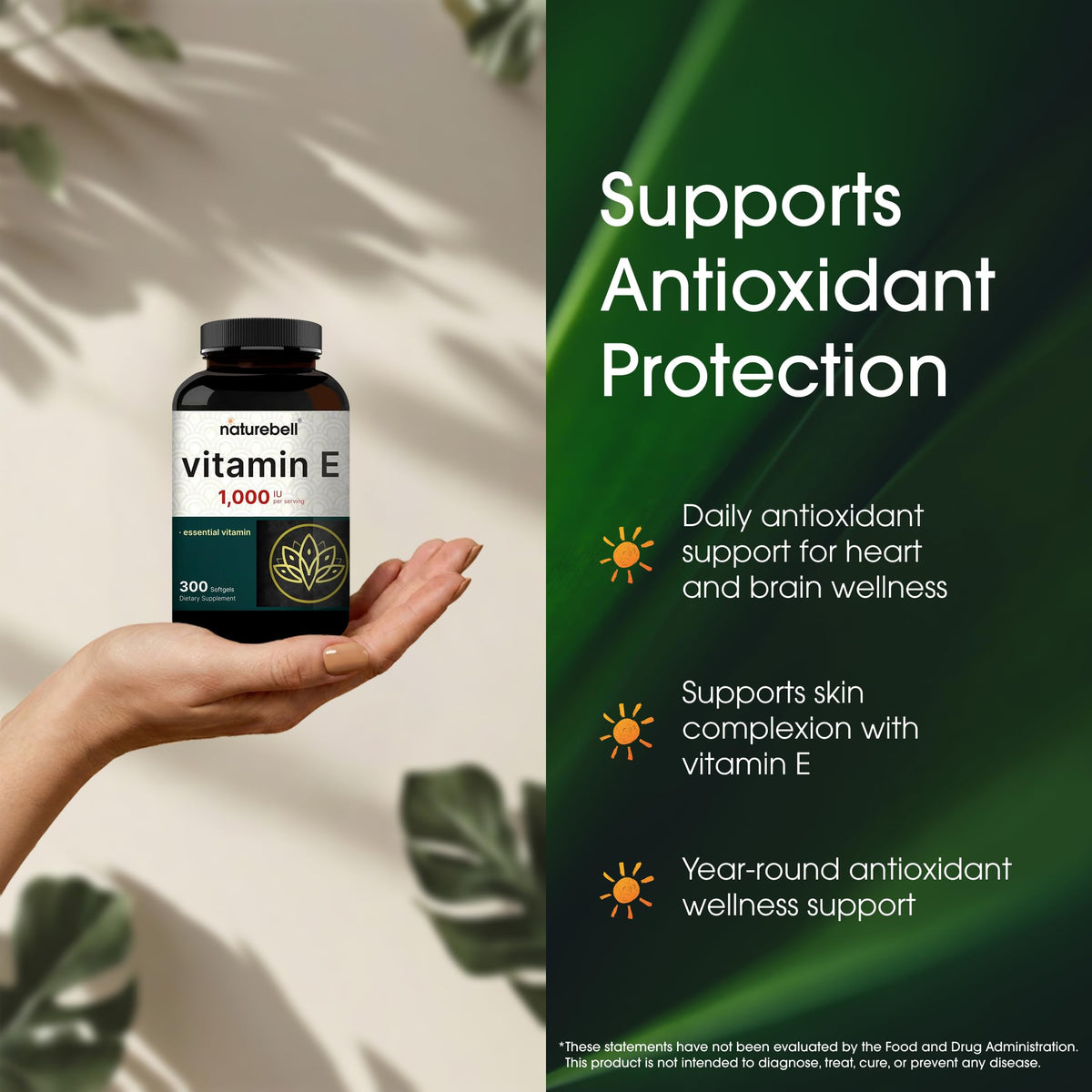 NatureBell extra strength Vitamin E pills showing the clear gold liquid oil formulation texture