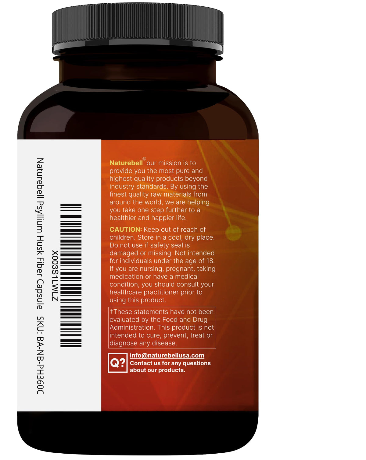 Back view of NatureBell USA imported supplement packaging