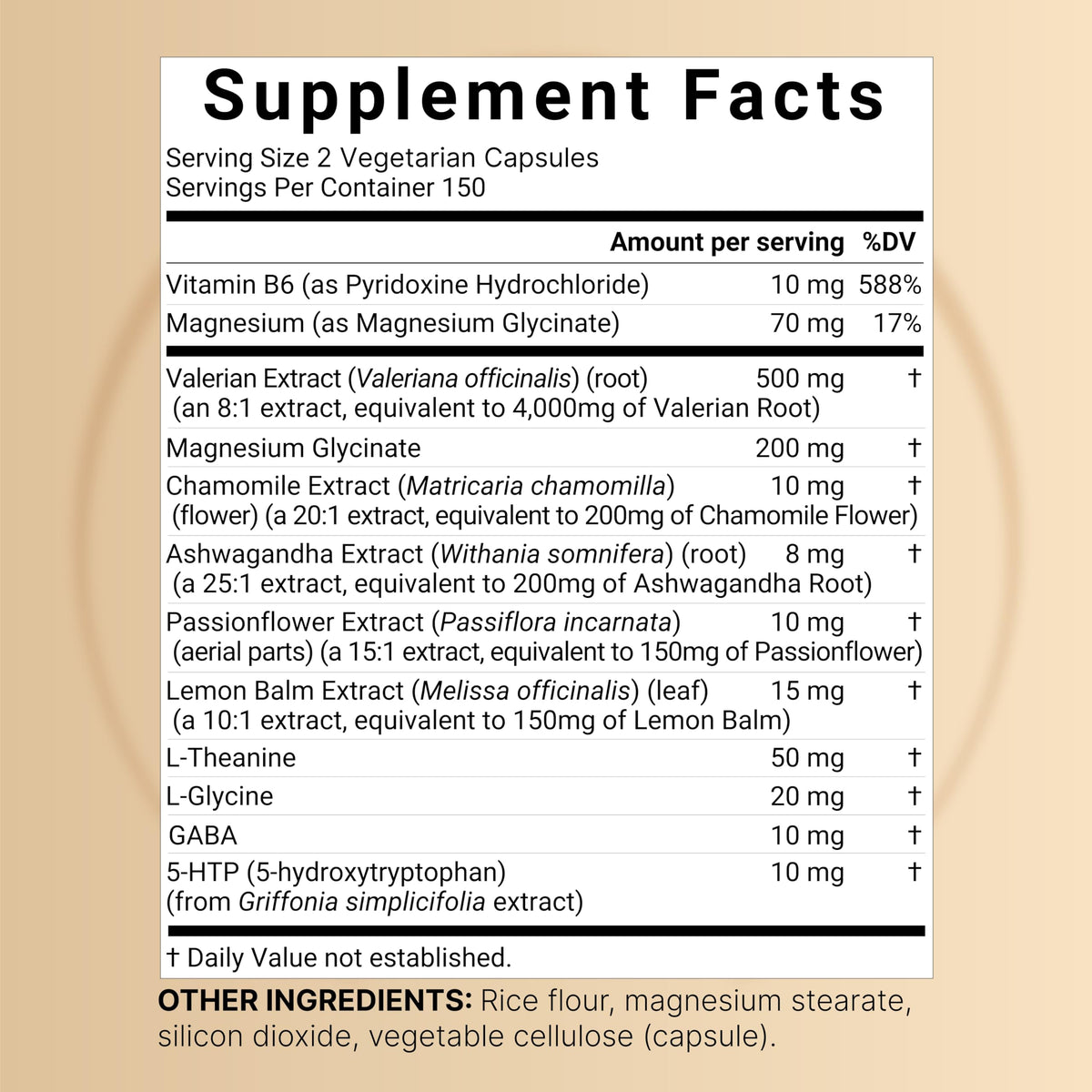 NatureBell Valerian Root Complex supplement facts and ingredient list side panel