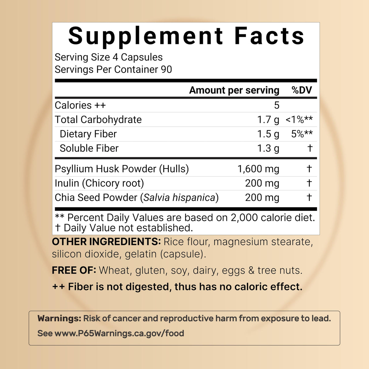 NatureBell Psyllium Husk supplement bottle label details