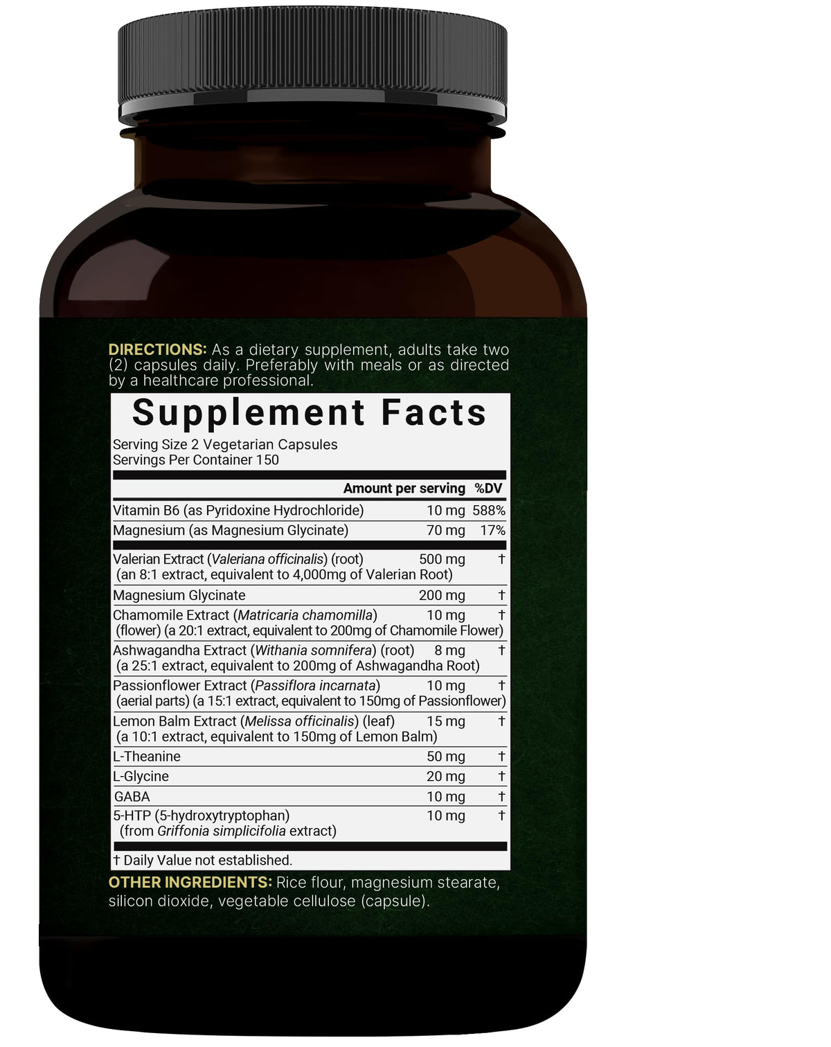 NatureBell Valerian Root capsule size comparison next to standard dietary supplements