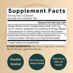 NatureBell Ginkgo Biloba brain health supplement nutrition facts and ingredient label