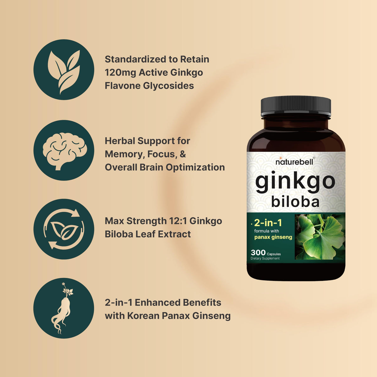 NatureBell maximum strength GinkoVida and Korean Red Ginseng capsules size comparison