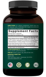NatureBell Ginkgo Biloba 5 month supply premium nootropic bottle back view