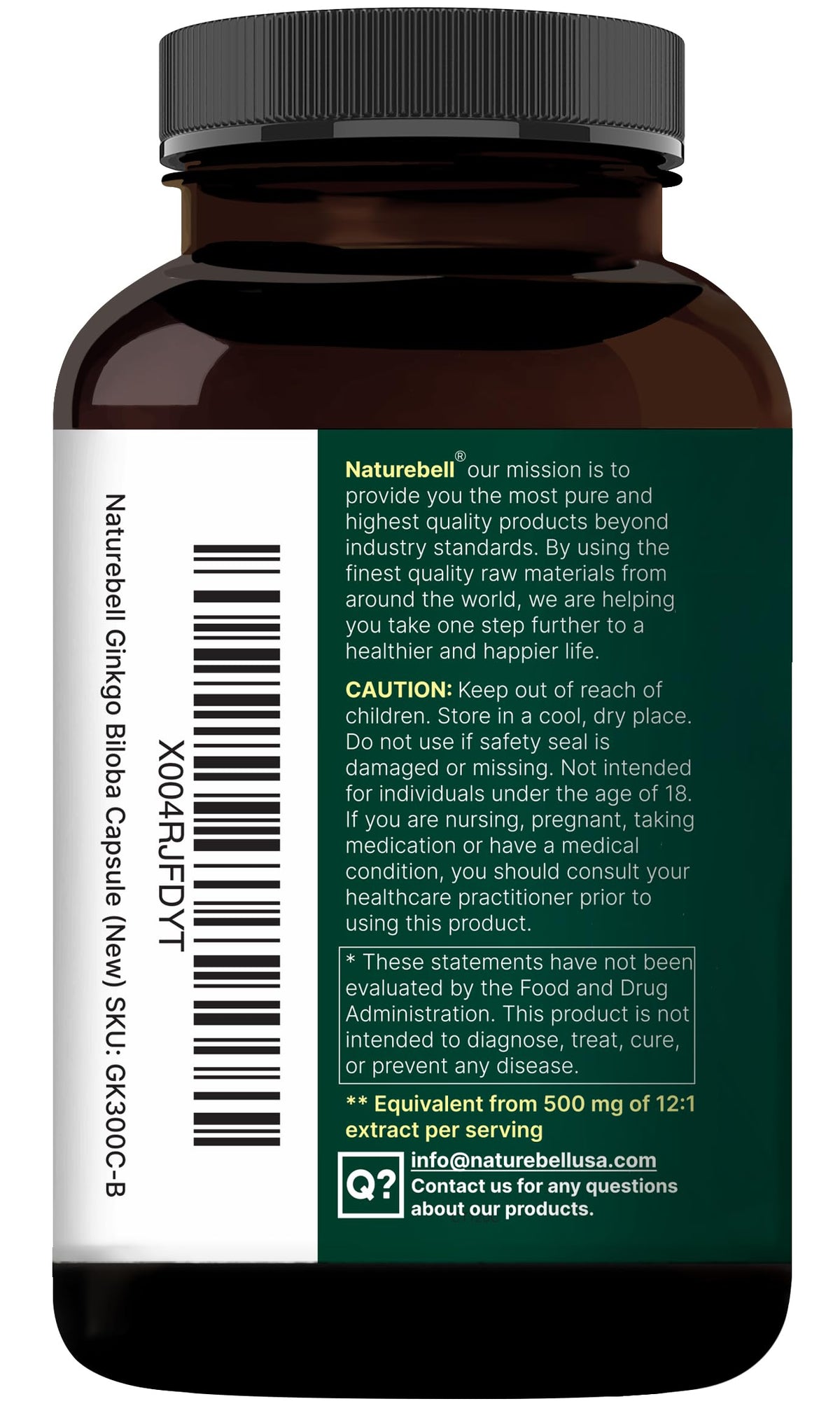 NatureBell USA manufactured dietary supplement for mental clarity focus and energy
