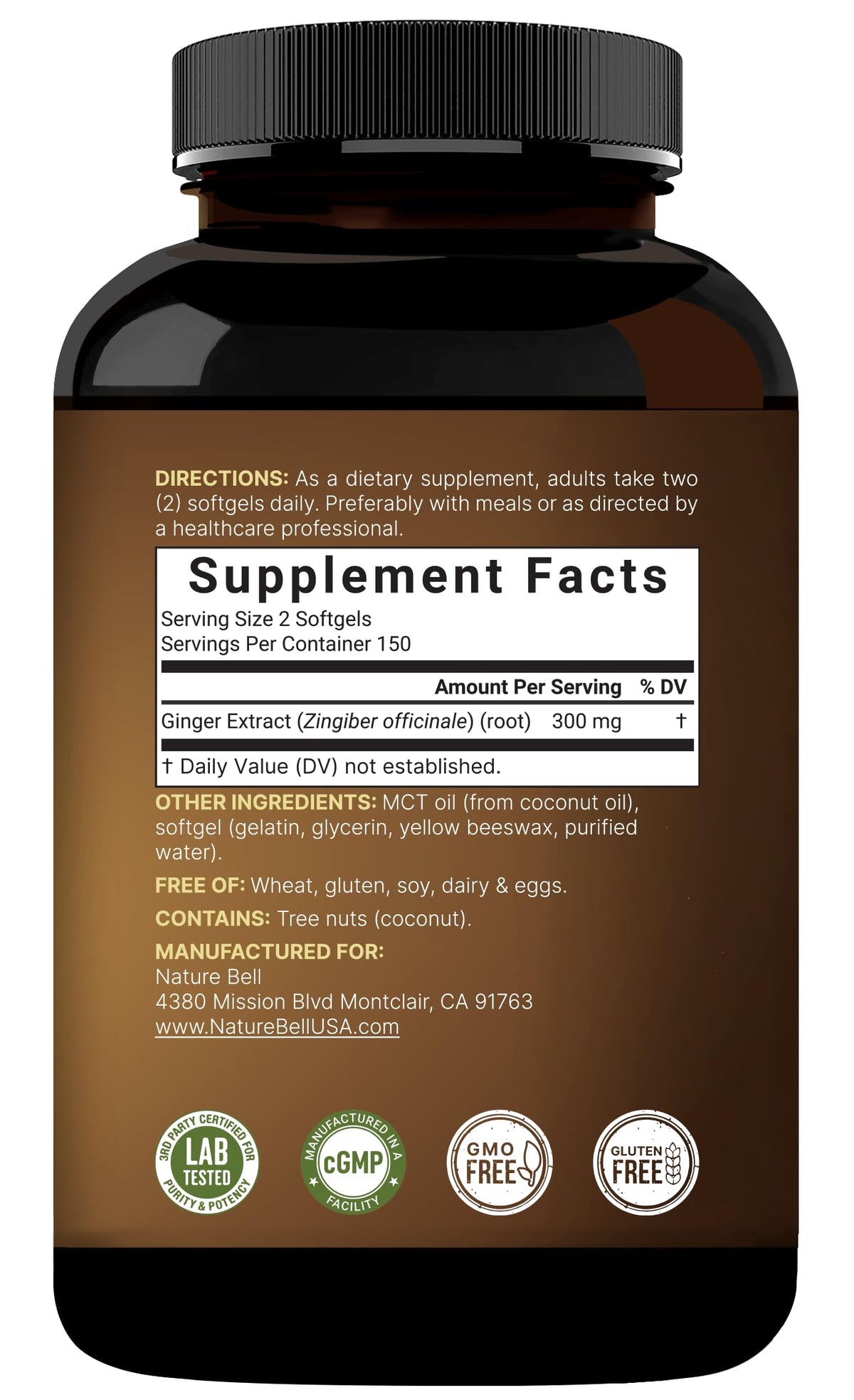 NatureBell authentic imported wellness supplement bottle packaging top angle view