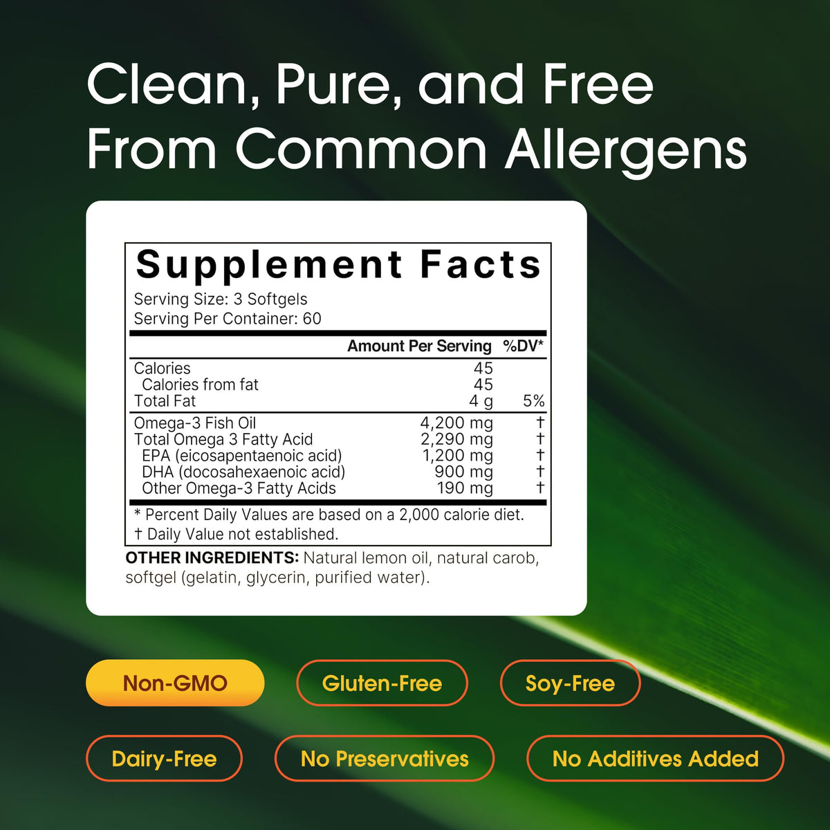 Side profile of NatureBell triple strength omega 3 container highlighting wild caught sourcing