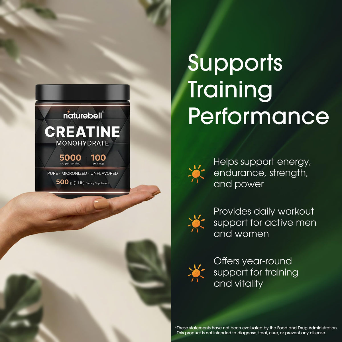 NatureBell Micronized Creatine Monohydrate scoop serving
