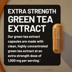 NatureWise Green Tea Extract 1000mg bottle beside green tea leaves