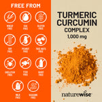 Top cap view of Naturewise Turmeric Curcumin 60 count bottle
