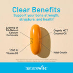 NatureWise High Purity Calcium and organic MCT coconut oil softgels for bone strength and health support