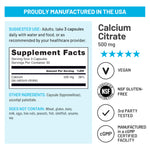 NatureWise Calcium Citrate 500mg ingredient label
